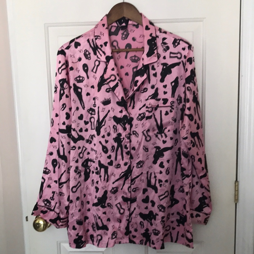 Victoria's Secret Pink Satin 2 Piece Pajama Set Loungewear Size L